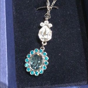 Swarovski Crystal Blue Teardrop Necklace